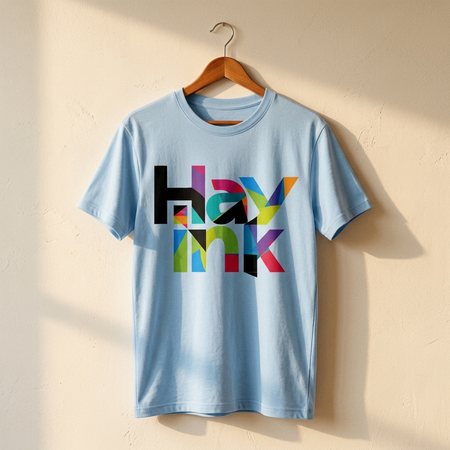 Light-blue tee with the Hay Ink logo printed on the centre chest